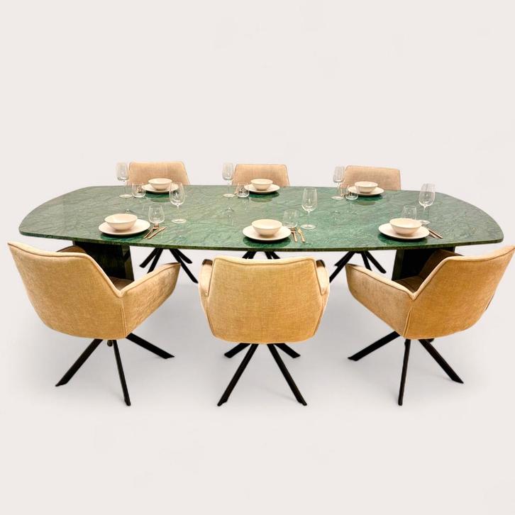 Green Marble Eetkametafel  Marmer onderstel, Huis en Inrichting, Tafels | Eettafels