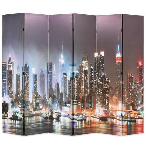 vidaXL Kamerscherm inklapbaar New York bij nacht 228x170 cm, Huis en Inrichting, Woonaccessoires | Overige, Nieuw, Verzenden
