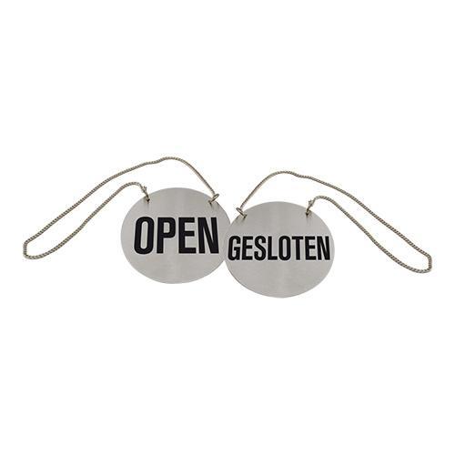 Infobord open/gesloten RVS 2 zijdig met ketting en zuignap, Zakelijke goederen, Horeca | Keukenapparatuur, Nieuw in verpakking