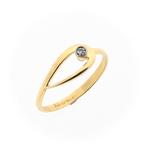 18 Krt. gouden solitair ring met diamant | 0,015 (s paliu), Handtassen en Accessoires, Ringen, Gebruikt, Overige kleuren, Ophalen of Verzenden