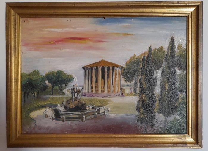 Europese school (XX) - Temple of Hercules Victor, Rome, Antiek en Kunst, Kunst | Schilderijen | Klassiek