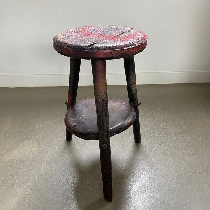 Kruk - Hout - Brutalistische arbeiderskruk, Antiek en Kunst, Antiek | Wandborden en Tegels