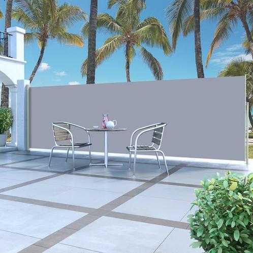 vidaXL Windscherm uittrekbaar 160x500 cm grijs, Jardin & Terrasse, Parasols, Envoi