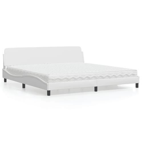vidaXL Bed met matras Dover kunstleer wit 200x200 cm, Huis en Inrichting, Slaapkamer | Bedden, Nieuw, Verzenden