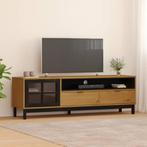 vidaXL Meuble TV avec porte vitrée FLAM 158x40x50cm bois, Maison & Meubles, Verzenden, Neuf