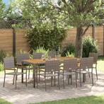 vidaXL Tuin Eettafel Set 9 pcs Grijs poly rattan, Tuin en Terras, Verzenden, Nieuw