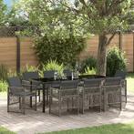 vidaXL 9-delige tuinset met kussens - Grijs poly rattan, Tuin en Terras, Verzenden, Nieuw