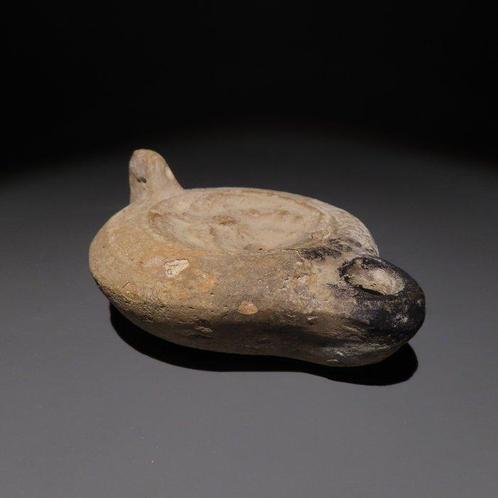 Oud-Romeins Terracotta Olielamp met paard. 1e - 3e eeuw, Verzamelen, Mineralen en Fossielen