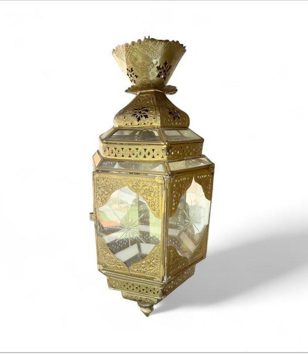Plafondlamp - Glas, Messing - Marokkaanse lantaarn in gouden, Antiek en Kunst, Curiosa en Brocante