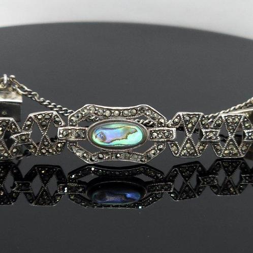 Argent, Argent sterling 925, abalone et marcasite. -, Antiek en Kunst, Kunst | Designobjecten