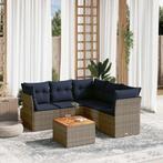 vidaXL 6-delige Loungeset met kussens poly rattan grijs, Tuin en Terras, Tuinsets en Loungesets, Verzenden, Nieuw, Loungeset