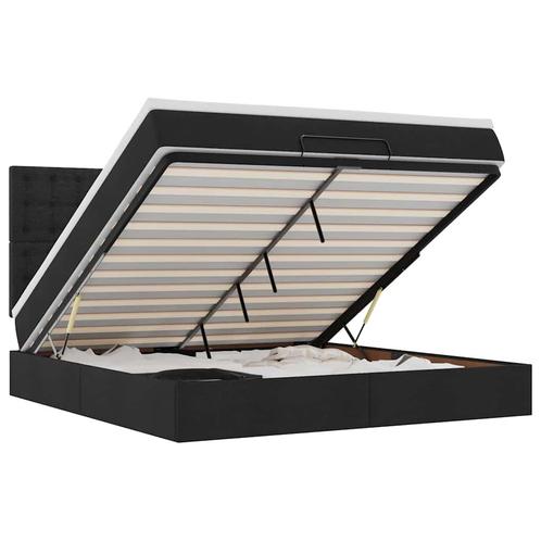 vidaXL Ottoman bed met matras en LEDs 160x200cm stof zwart, Huis en Inrichting, Slaapkamer | Bedden, Nieuw, Verzenden