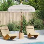 vidaXL Parasol Crème 185-195 x 250 cm Katoen en massief hout, Tuin en Terras, Verzenden, Nieuw