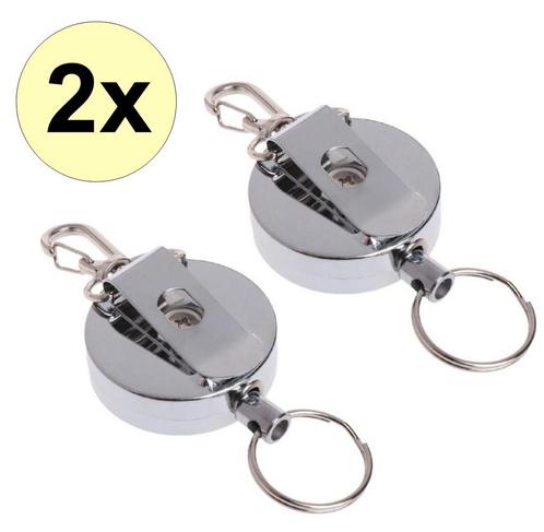 Fako Bijoux® - Uittrekbare RVS Sleutelhanger Met Koord -, Verzamelen, Sleutelhangers, Verzenden