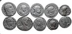 Oudheid Lot of 10 bronzes (Late Roman Folles, Antoninianus),, Postzegels en Munten