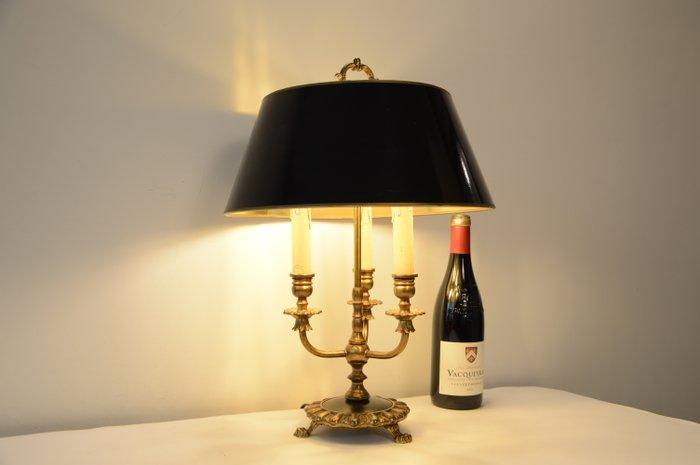 Tafellamp - 3 kandelaars Bouillotte Lamp - Messing, Metaal, Antiek en Kunst, Curiosa en Brocante