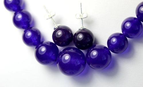 Paarse Amethisten Ketting en Oorbellen - Hoogwaardige, Verzamelen, Mineralen en Fossielen