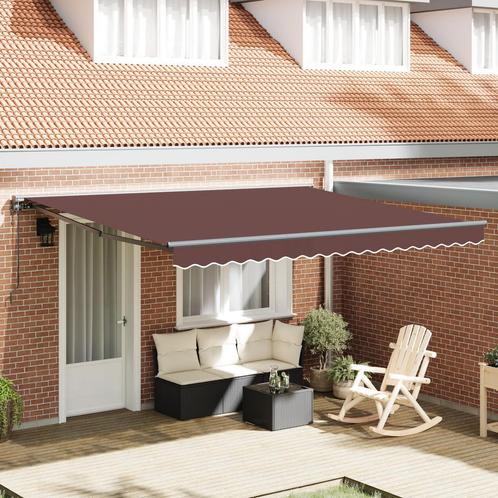 vidaXL Inklapbare Luifel Bruin 400x300 cm Aluminium en, Tuin en Terras, Zonneschermen, Nieuw, Verzenden