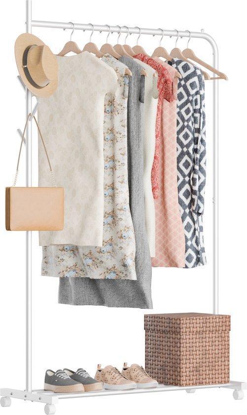 2dekans | Avalo Kledingrek op Wieltjes Wit - Metaal -, Huis en Inrichting, Kasten | Kleerkasten, Ophalen of Verzenden