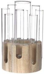 Decoratief Wood Base met Reageerbuis 12x20 cm