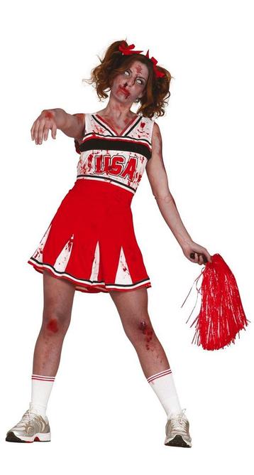 Zombie Halloween Kostuum Dames Cheerleader, Verzenden, Nieuw
