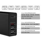 4-Port Oplaadstation - PD / QC3.0 / 2.4A - 100W Power, Telecommunicatie, Mobiele telefoons | Batterijen en Accu's, Verzenden, Nieuw
