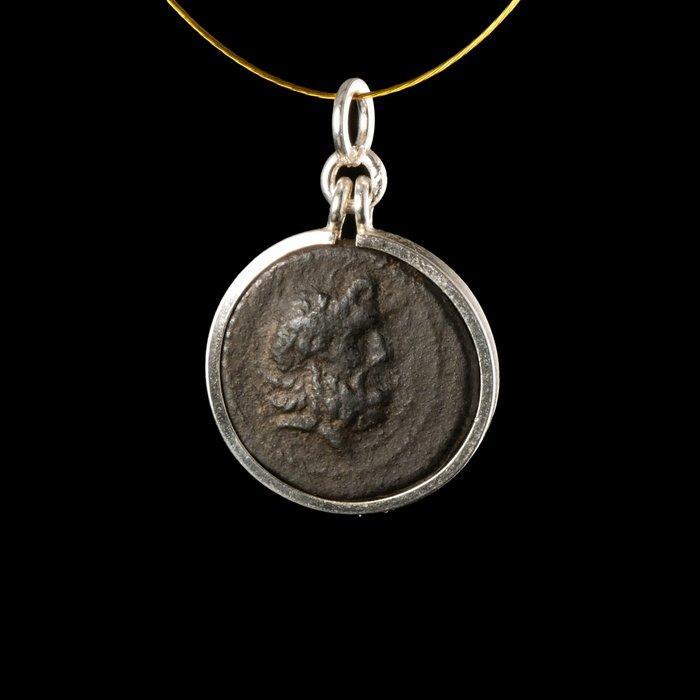 Oud-Grieks Munthanger met oude Griekse munt Zeus en adelaar, Antiek en Kunst, Antiek | Overige Antiek