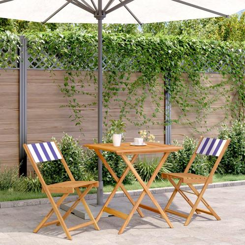 vidaXL Ensemble de bistro 3 pcs bleu et blanc tissu et, Jardin & Terrasse, Ensembles de jardin, Neuf, Envoi