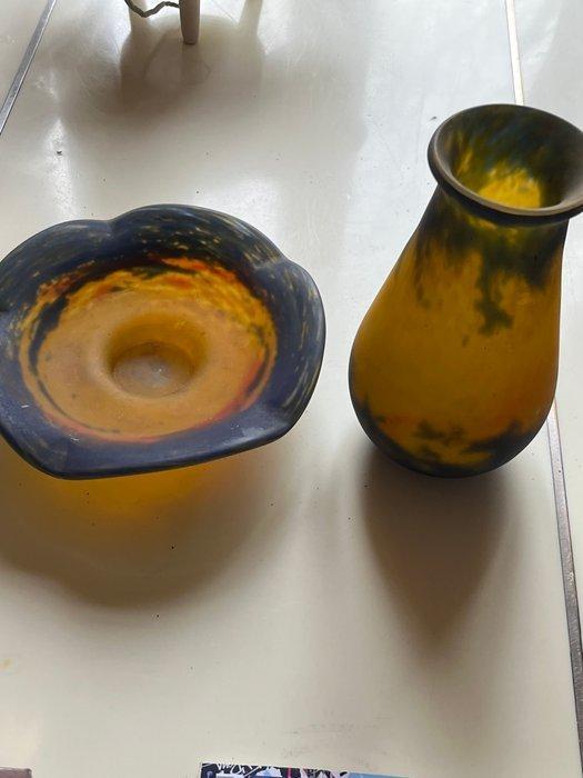 Muller Frères - Vaas (2) - Glas, Antiek en Kunst, Antiek | Glaswerk en Kristal