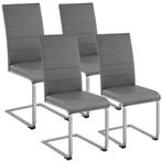 tectake Sledestoelen, kunstleer - grijs, Set van 4, Huis en Inrichting, Stoelen, Verzenden, Nieuw