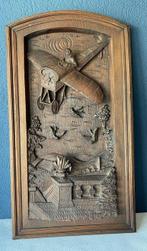 Relief, Houtsnijwerk - 73 cm - Bois de violon, Antiek en Kunst