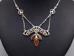Zilver, Art Nouveau, Amber - Halsketting