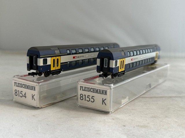 Fleischmann N - 8154K 8155K - Modeltrein (2) - 2 dubbeldeks, Hobby en Vrije tijd, Modeltreinen | N-Spoor