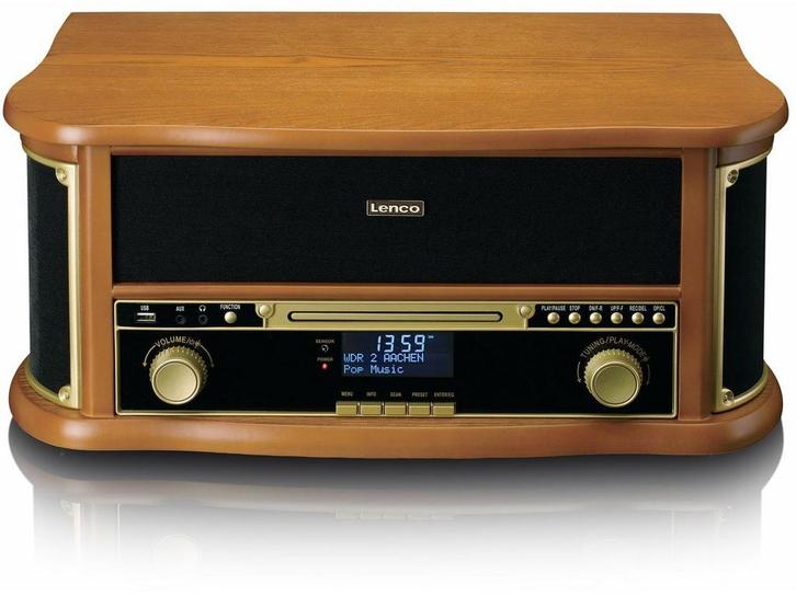 Lenco TCD-2571WD - Retro Platenspeler - Bluetooth 5.0, Huis en Inrichting, Woonaccessoires | Overige, Zo goed als nieuw, Verzenden