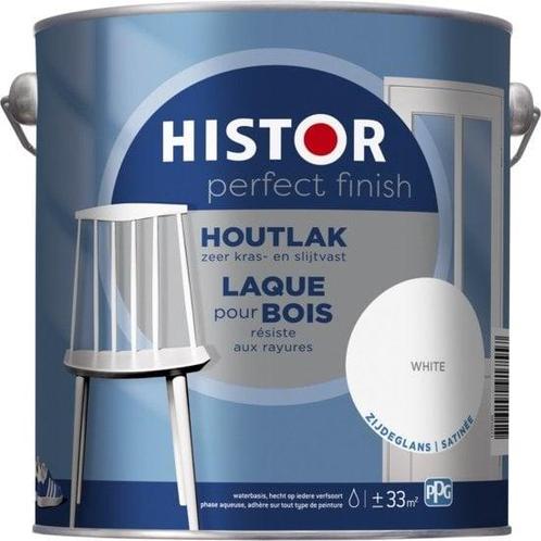 Histor Perfect Finish Houtlak Zijdeglans Wit 1.25L, Bricolage & Construction, Peinture, Vernis & Laque, Envoi