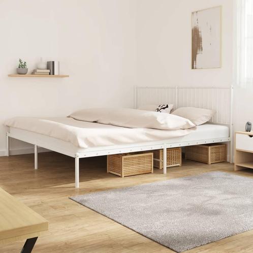 vidaXL Bedframe met hoofdbord metaal wit 200x200 cm, Huis en Inrichting, Slaapkamer | Bedden, Nieuw, Verzenden