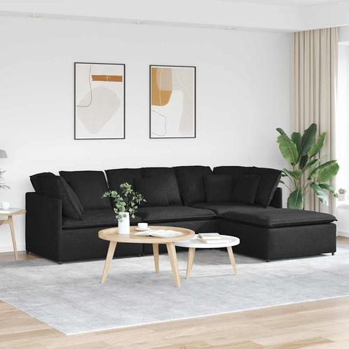 vidaXL Modulaire bank met voetenbank en kussens stof zwart, Huis en Inrichting, Zetels | Zetels, Nieuw, Verzenden