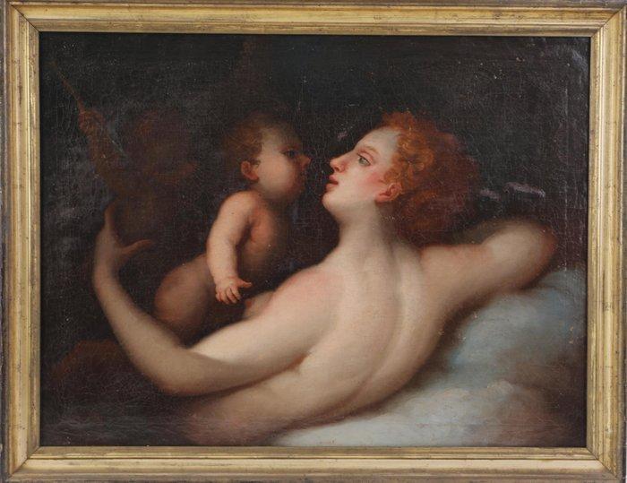 Franse school (XVII) - Venus y Cupido, Antiek en Kunst, Kunst | Schilderijen | Klassiek