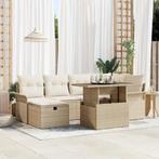 vidaXL 7-delige ligzetel set met kussens in beige poly, Tuin en Terras, Verzenden, Nieuw