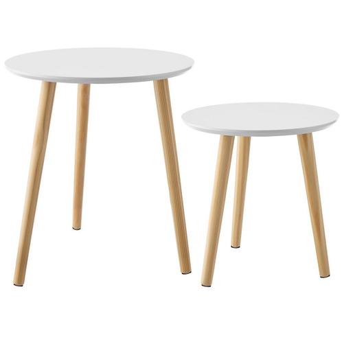 tectake Set van 2 bijzettafels Skaland met houten poten in S, Huis en Inrichting, Tafels | Bijzettafels, Verzenden