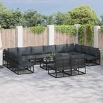 vidaXL Tuinbank Set met kussen 12 pcs Zwart Aluminium, Verzenden, Nieuw