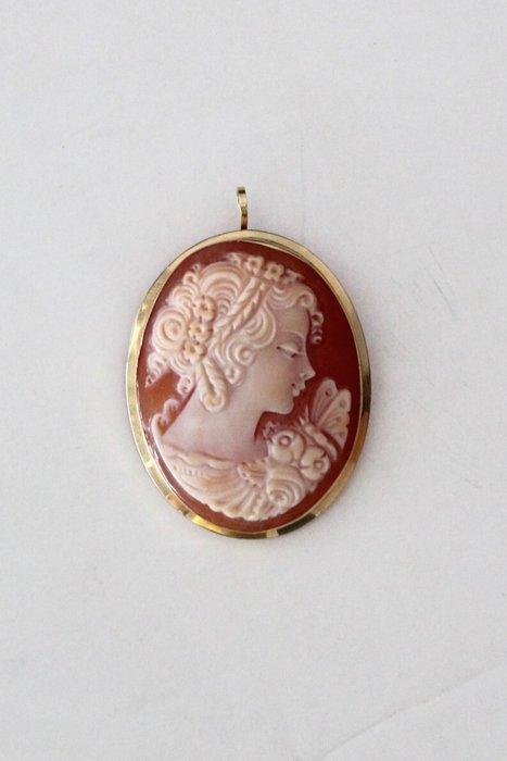 Cameo - 18 karaat Geel goud Carneool, Handtassen en Accessoires, Antieke sieraden
