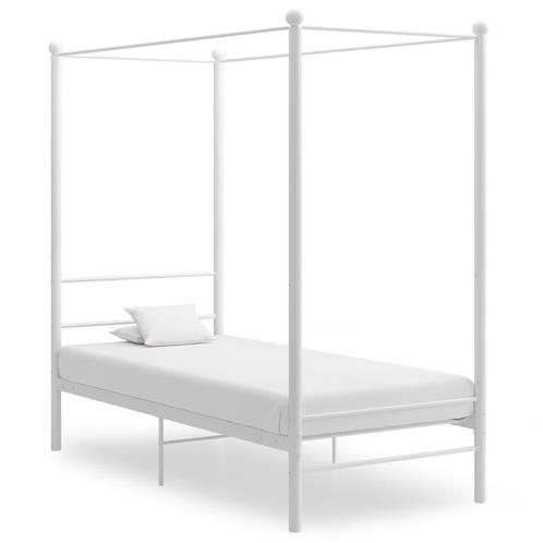 vidaXL Cadre de lit à baldaquin Blanc Métal 90x200 cm, Huis en Inrichting, Slaapkamer | Bedden, Verzenden