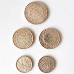 Frankrijk. Lot of 5 silver coins (5 Francs to 50 Francs)