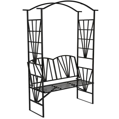tectake Rozenboog met zitbank , zwart - zwart, Tuin en Terras, Overige Tuin en Terras, Verzenden