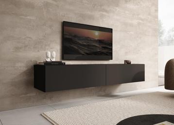 Meubella | TV-Meubel - Mat Zwart - 180cm | Staand of hangend beschikbaar voor biedingen