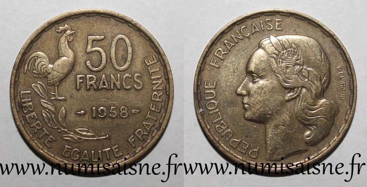 France Frankreich Km 918 50 Francs 1958 Typ Guiraud, Timbres & Monnaies, Monnaies | Europe | Monnaies non-euro, Envoi