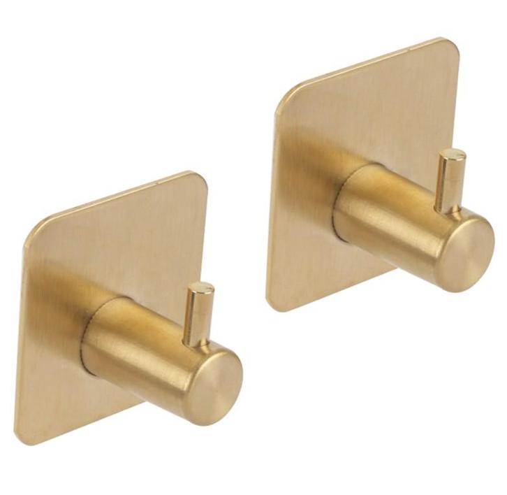 Differnz haak zelfklevend vierkant rvs goud 2 stuks, Huis en Inrichting, Woonaccessoires | Kapstokken, Nieuw, Overige materialen