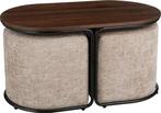 2dekans | Mica Decorations Salontafel met Poefs - 3-delig -, Huis en Inrichting, Tafels | Salontafels, Ophalen of Verzenden, Nieuw