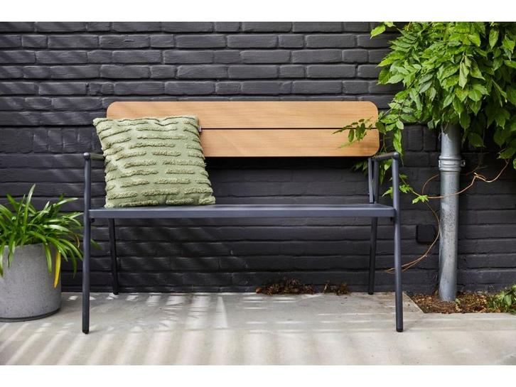Wakefield Ameland - Tuinbank - Zwart metaal - Bruine, Tuin en Terras, Overige Tuin en Terras, Zo goed als nieuw, Verzenden